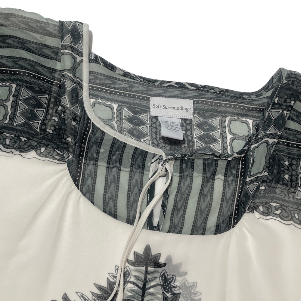 Soft‎ Surroundings XS Beach Cover Up Grey White Sheer